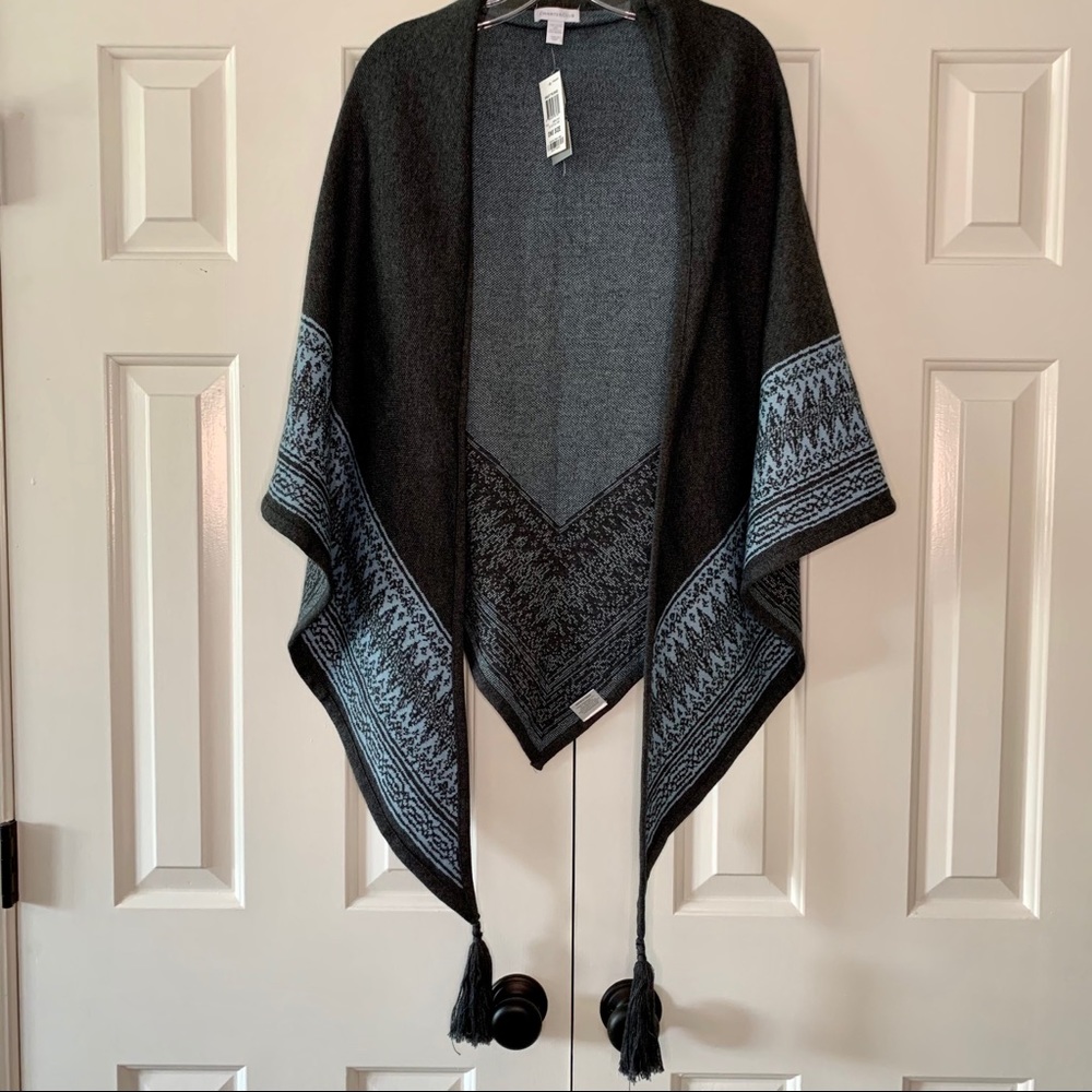 New Charter Club Chalet Gray Blue Sweater Wrap
